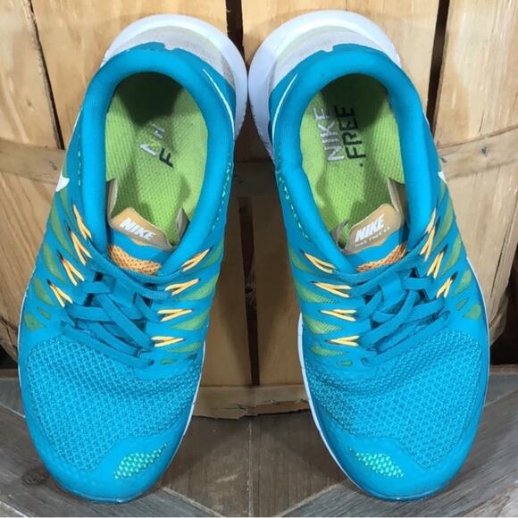 Nike Free 5.0 Turquoise Orange White 642199-303 Running Shoes Womens Size 6.5 - Picture 8 of 11